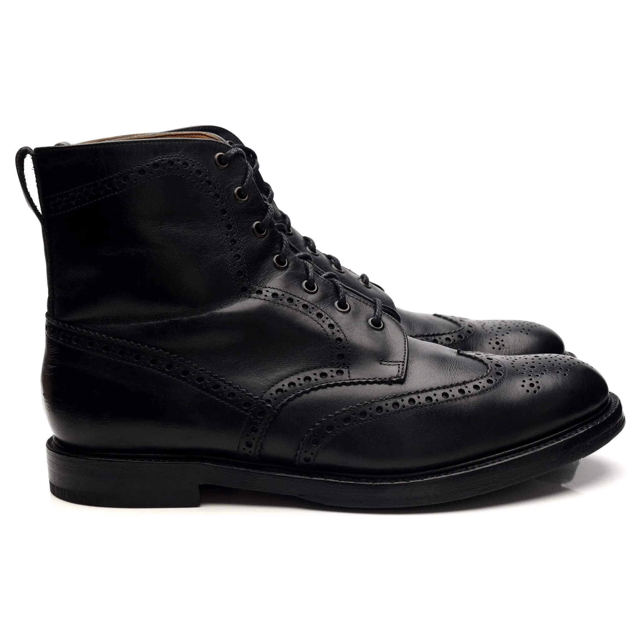 'Howard' Black Leather Boots Brogues UK 12