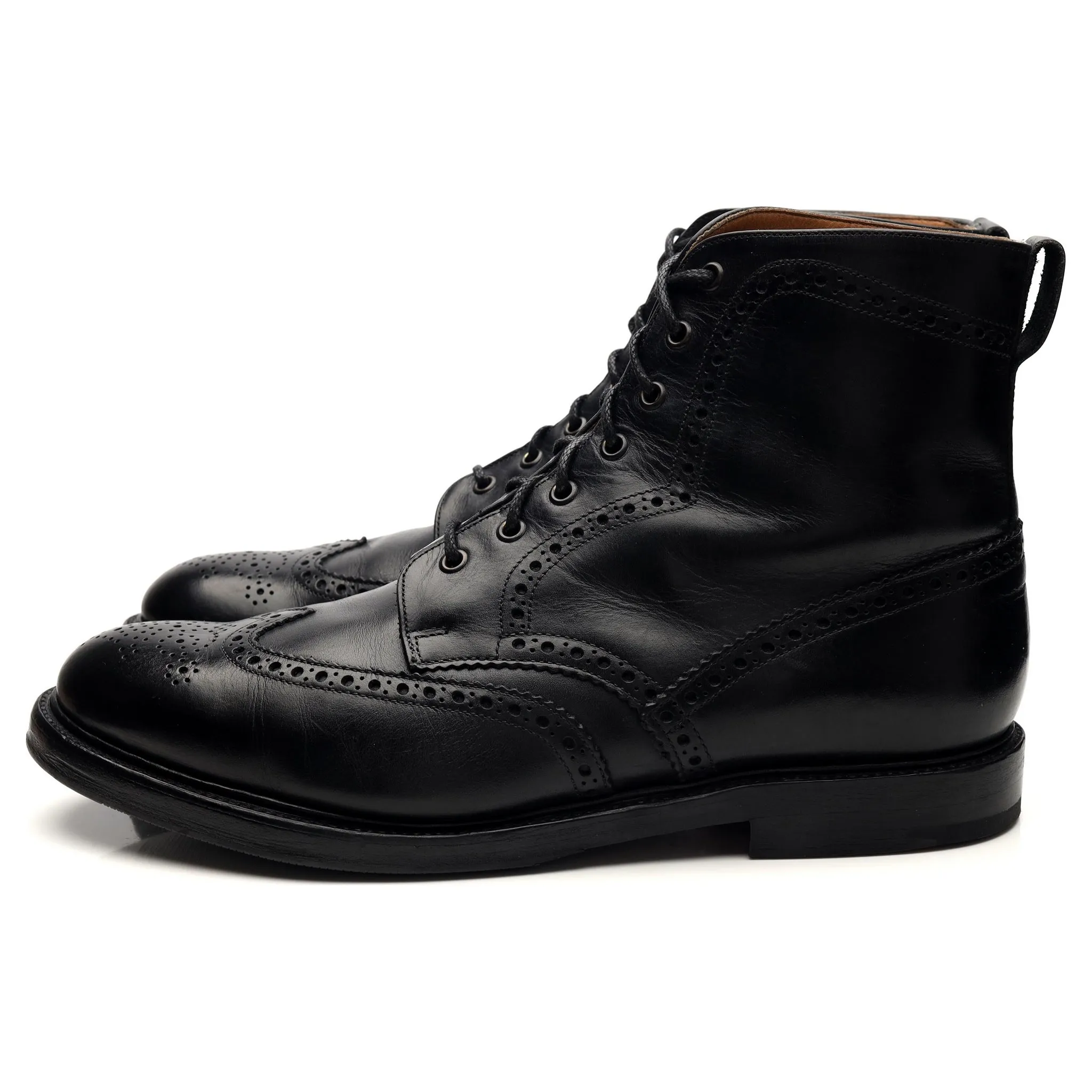 'Howard' Black Leather Boots Brogues UK 12