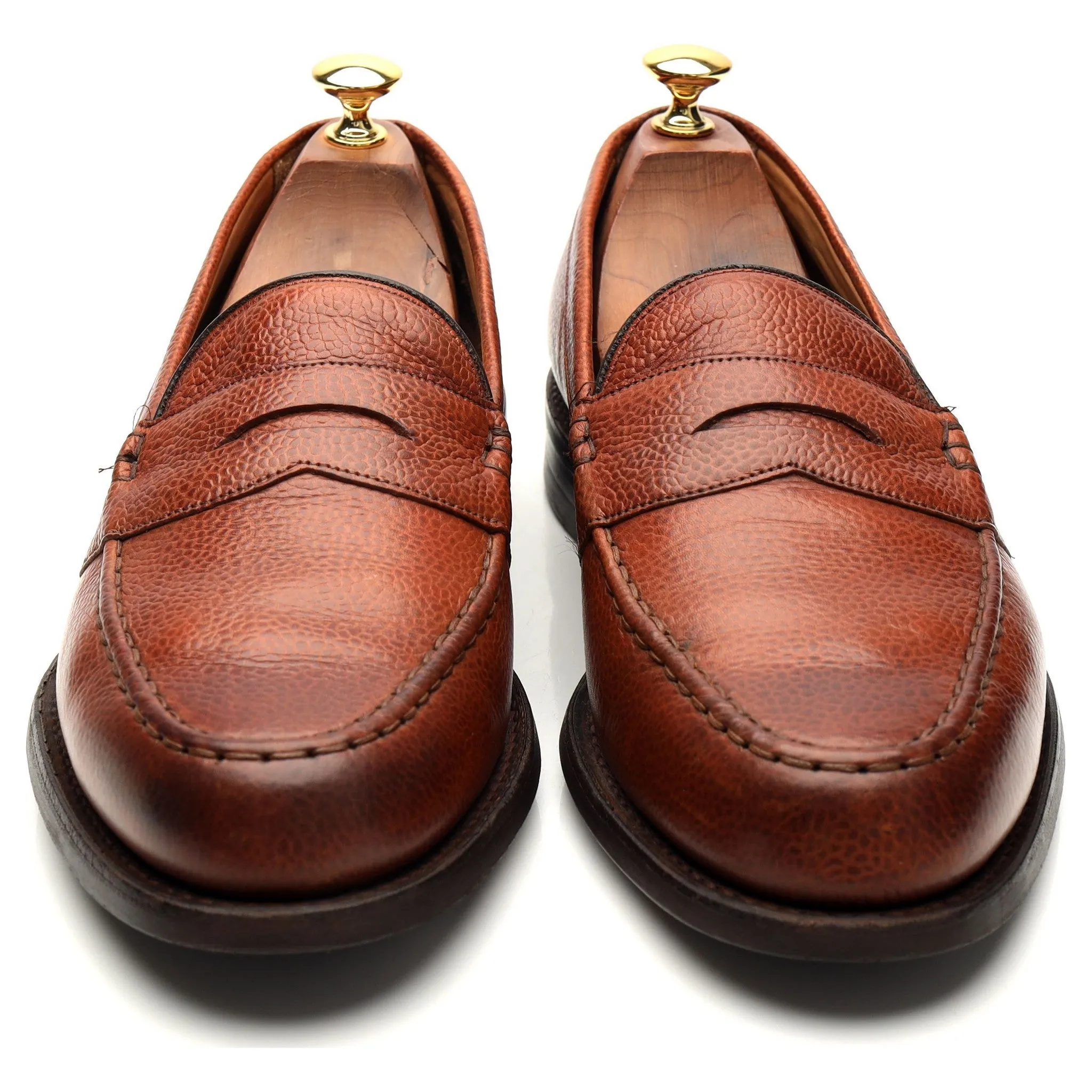 'Howard' Tan Brown Grain Leather Loafers UK 9 F