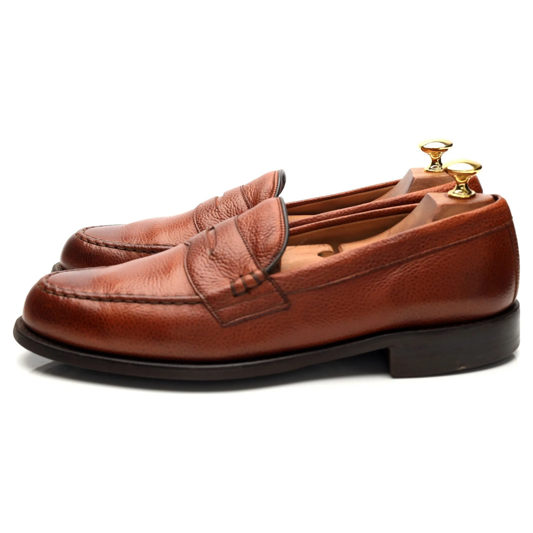 'Howard' Tan Brown Grain Leather Loafers UK 9 F