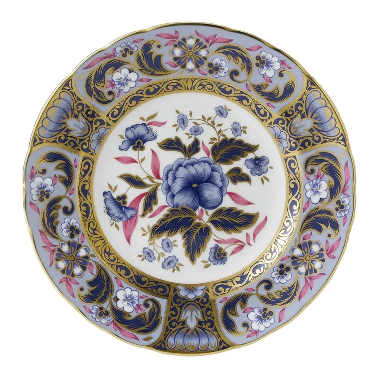 Imari Accent Plate Blue Camellias