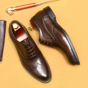 Inner Height Increasing Leather Shoes Men's Top Layer Cowhide Business Formal Wear Pointed Oxford Shoes Wedding Men's Shoes21311