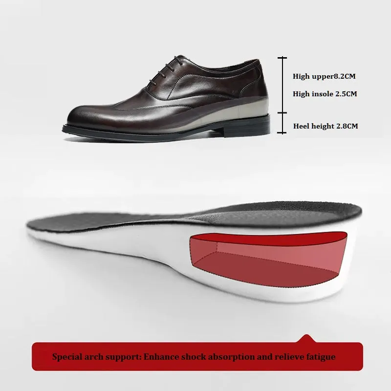 Inner Height Increasing Leather Shoes Men's Top Layer Cowhide Business Formal Wear Pointed Oxford Shoes Wedding Men's Shoes21311