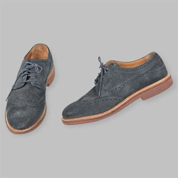 J CREW Shoes Mens Size 10.5 Kenton Wing Tips Navy Blue Suede Oxford 43687
