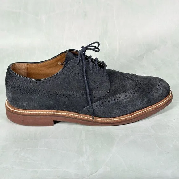 J CREW Shoes Mens Size 10.5 Kenton Wing Tips Navy Blue Suede Oxford 43687