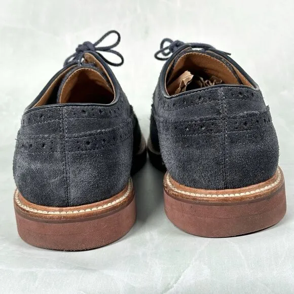 J CREW Shoes Mens Size 10.5 Kenton Wing Tips Navy Blue Suede Oxford 43687