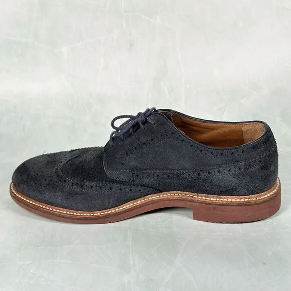 J CREW Shoes Mens Size 10.5 Kenton Wing Tips Navy Blue Suede Oxford 43687
