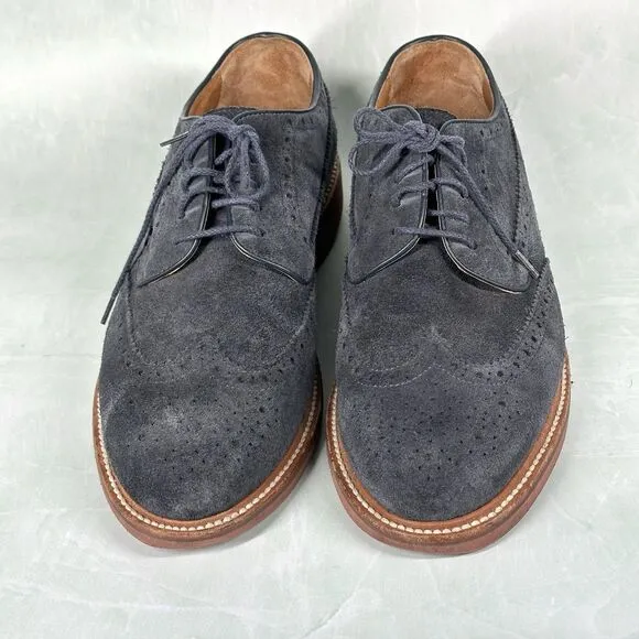 J CREW Shoes Mens Size 10.5 Kenton Wing Tips Navy Blue Suede Oxford 43687