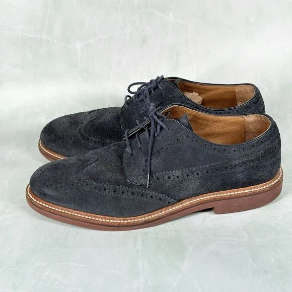 J CREW Shoes Mens Size 10.5 Kenton Wing Tips Navy Blue Suede Oxford 43687