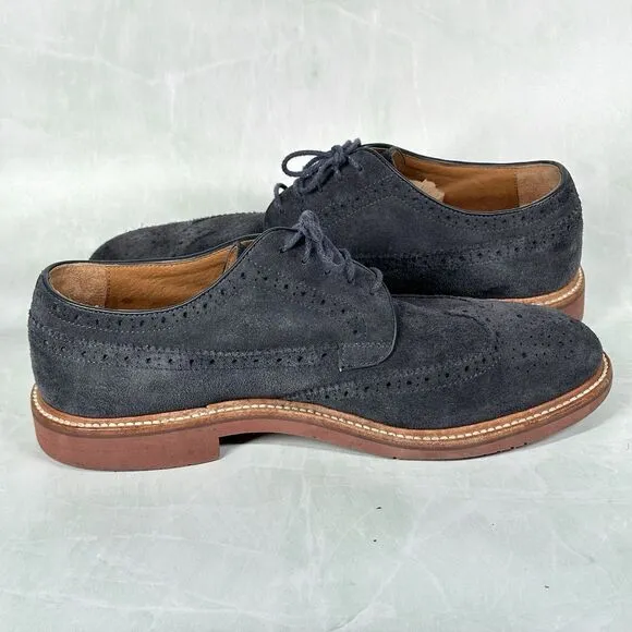 J CREW Shoes Mens Size 10.5 Kenton Wing Tips Navy Blue Suede Oxford 43687