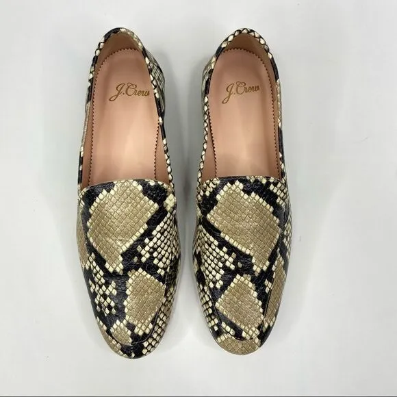 J.Crew Cecile Smoking Slippers Leather Embossed Snakeskin AQ135 Size 6.5