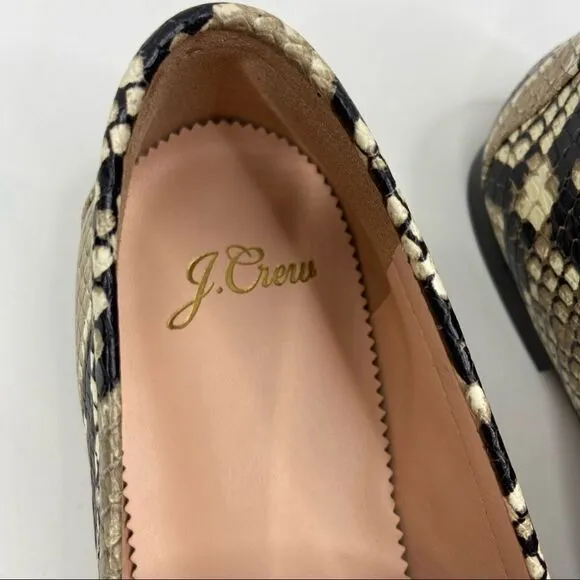 J.Crew Cecile Smoking Slippers Leather Embossed Snakeskin AQ135 Size 6.5