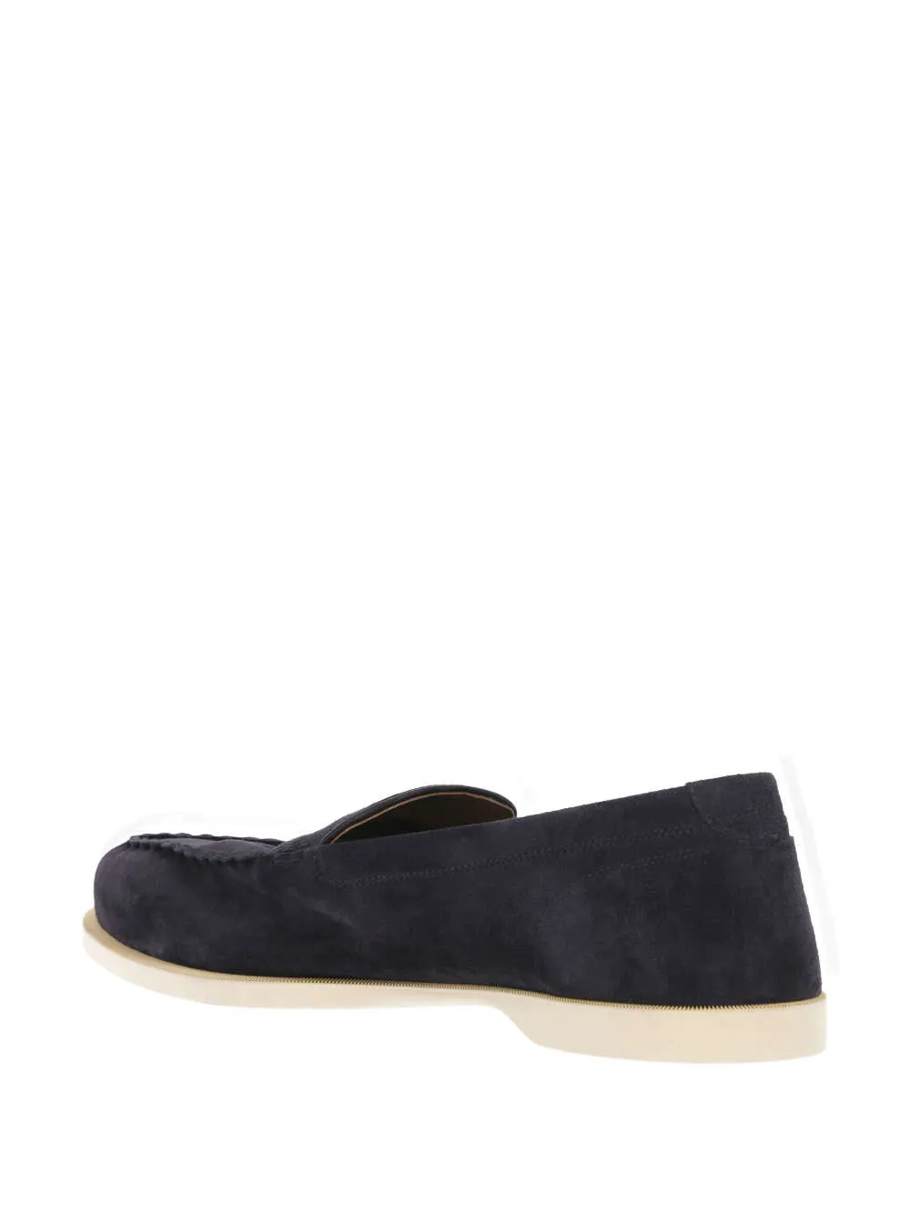 John Lobb Pace Navy Blue Suede Penny Loafers