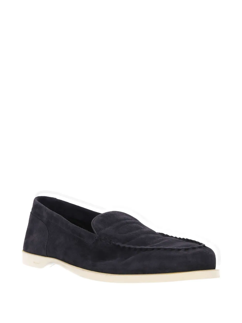 John Lobb Pace Navy Blue Suede Penny Loafers