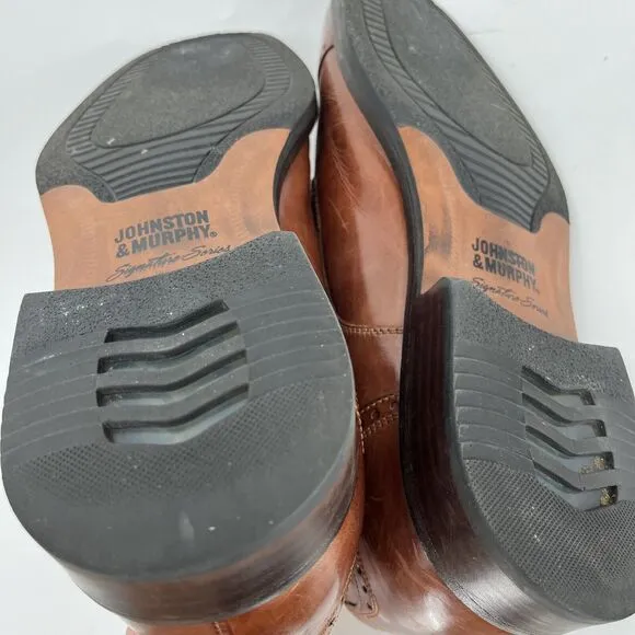 Johnston &amp; Murphy Dress Shoes Mens 10 Brown Oxford Brogue Cap Toe