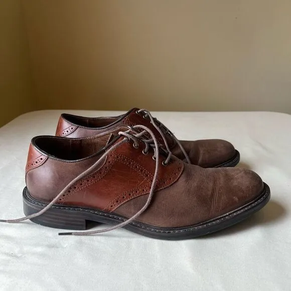 Johnston &amp; Murphy Tabor Saddle Dress Oxford Shoes Lace Up Two Tone Brown Mens 9