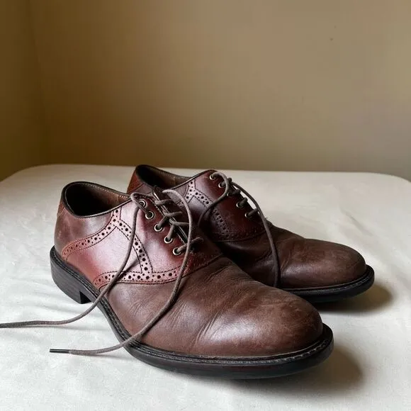 Johnston &amp; Murphy Tabor Saddle Dress Oxford Shoes Lace Up Two Tone Brown Mens 9