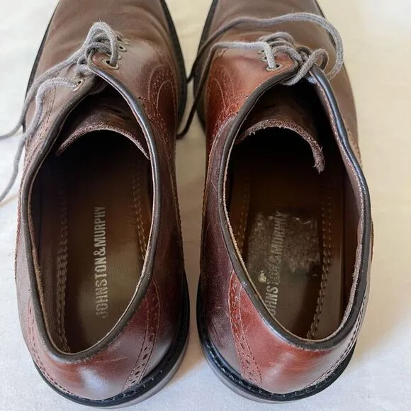 Johnston &amp; Murphy Tabor Saddle Dress Oxford Shoes Lace Up Two Tone Brown Mens 9
