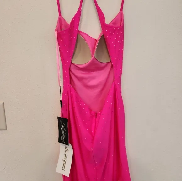 La Femme Pink Backless Dress Style 30304 Size 2