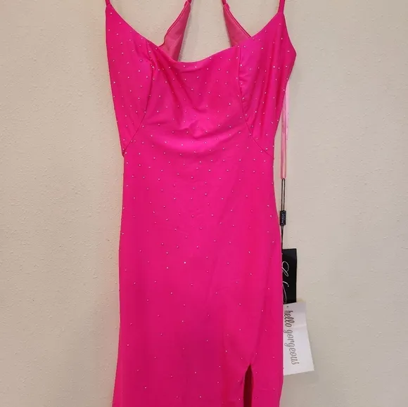 La Femme Pink Backless Dress Style 30304 Size 2