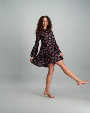Ladies Floral Dress - Black