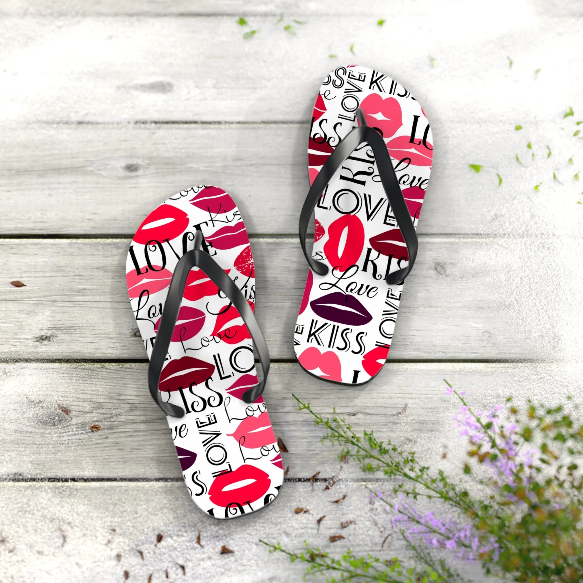 Love and Kisses Flip Flops - Trendy Summer Footwear for Beach and Casual Outings