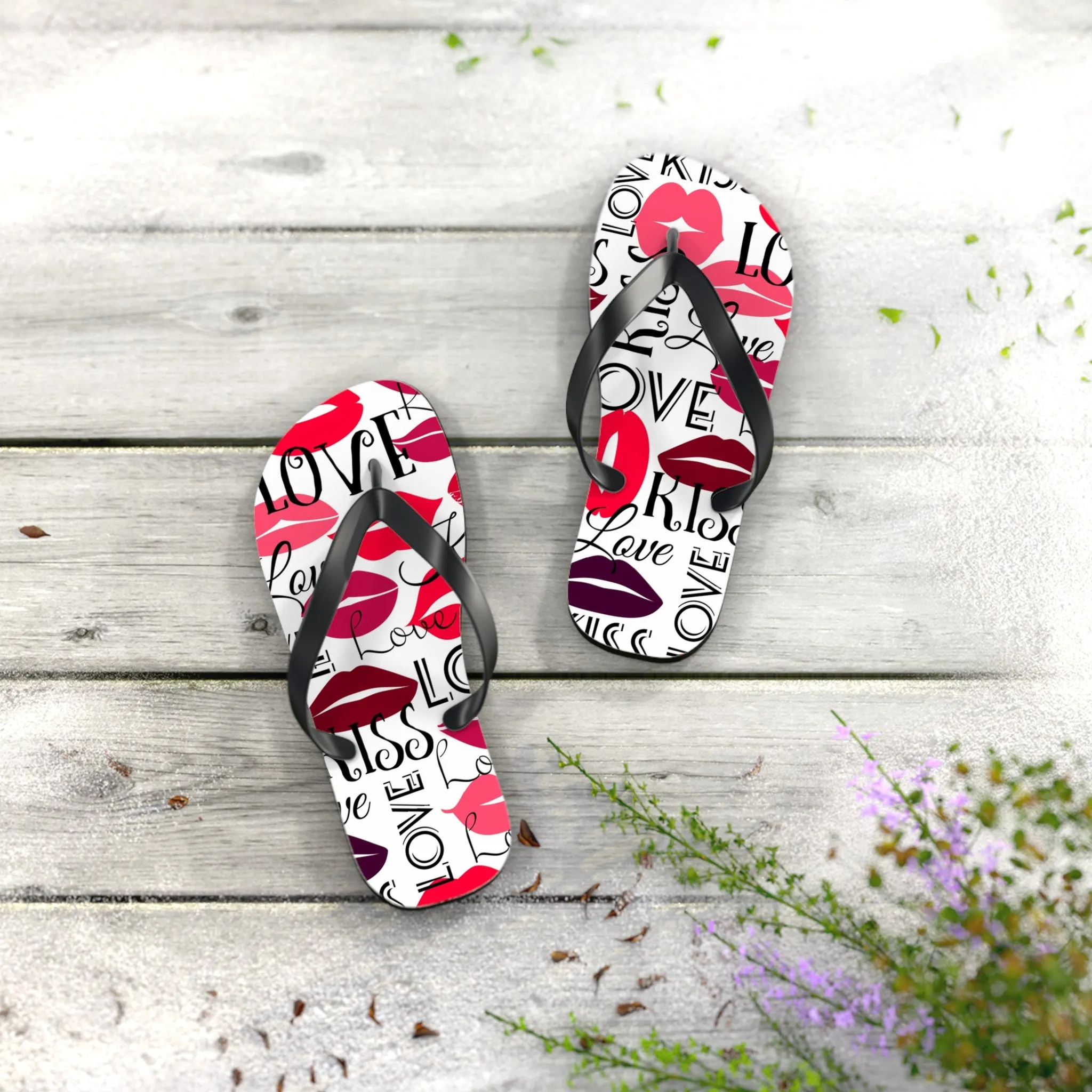 Love and Kisses Flip Flops - Trendy Summer Footwear for Beach and Casual Outings
