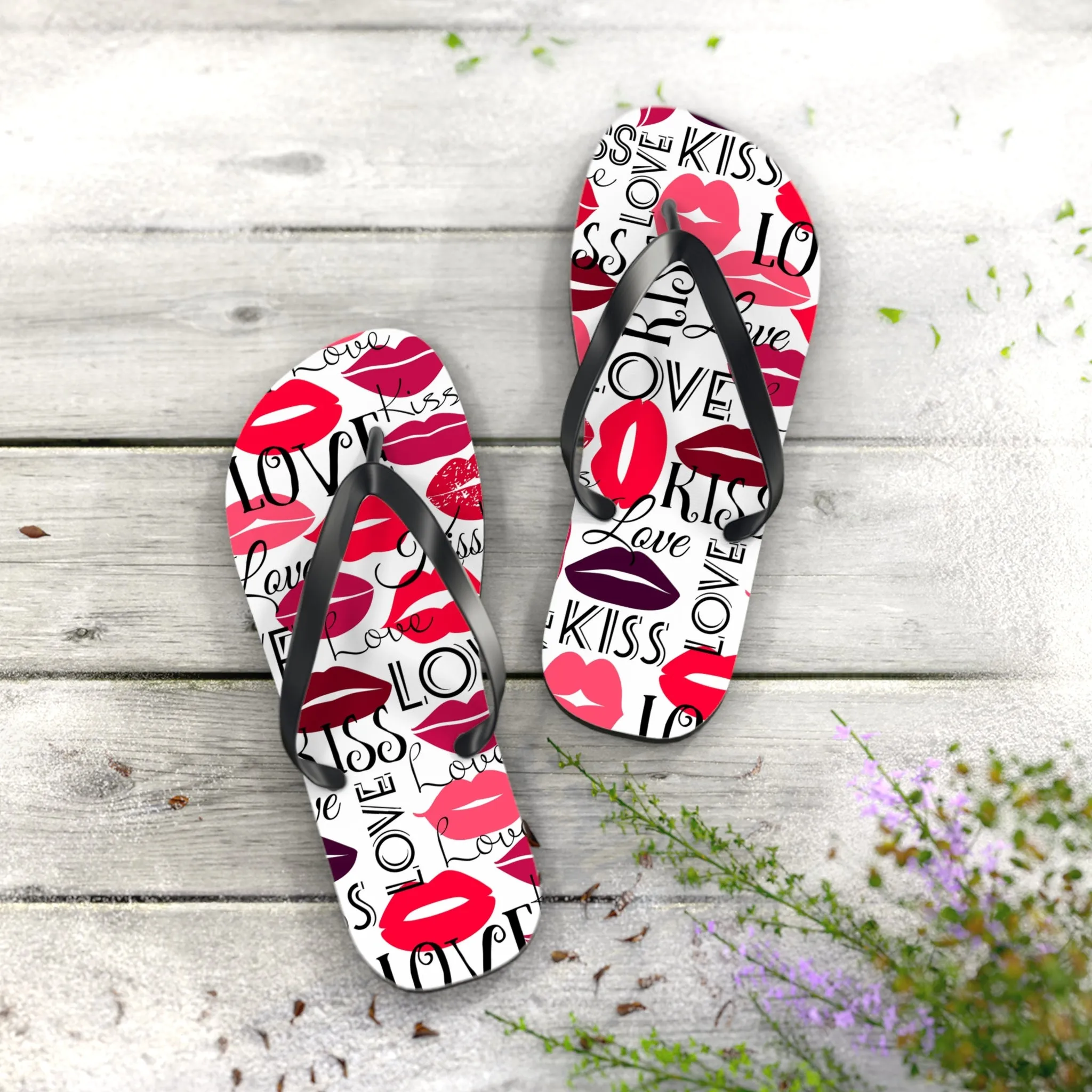 Love and Kisses Flip Flops - Trendy Summer Footwear for Beach and Casual Outings