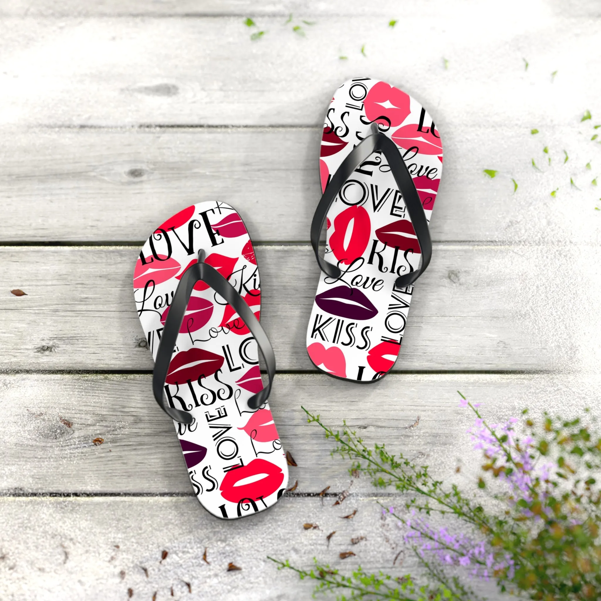 Love and Kisses Flip Flops - Trendy Summer Footwear for Beach and Casual Outings