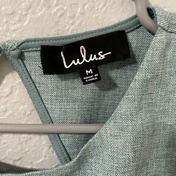 Lulu’s Winsome Mint Blue Backless Skater Mini Dress; Size Medium