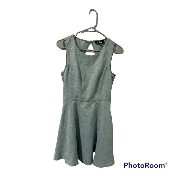 Lulu’s Winsome Mint Blue Backless Skater Mini Dress; Size Medium