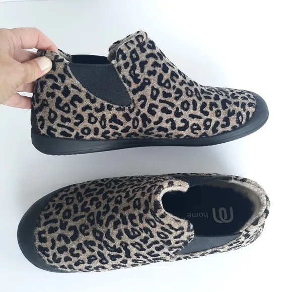 Mahabis Alto Boot Slipper Slip On Cheetah Wool