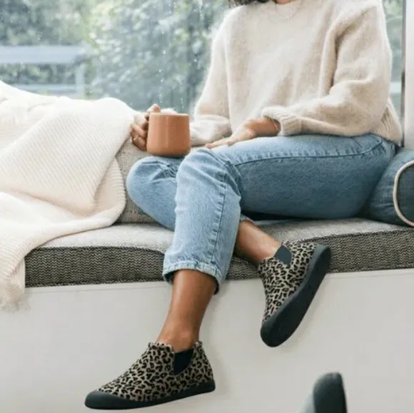 Mahabis Alto Boot Slipper Slip On Cheetah Wool