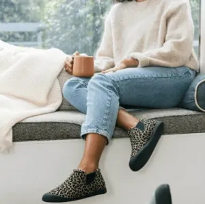 Mahabis Alto Boot Slipper Slip On Cheetah Wool