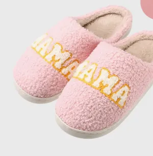 Mama Pink Soft Fuzzy Slippers