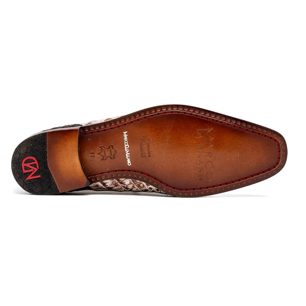 Marco Di Milano Caribe in Rustic White / Brown Caiman Crocodile Derby Shoes
