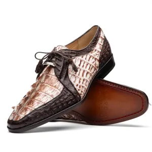 Marco Di Milano Caribe in Rustic White / Brown Caiman Crocodile Derby Shoes