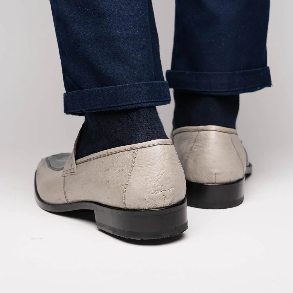 Marco Di Milano Fangio in Grey Ostrich Penny Loafers
