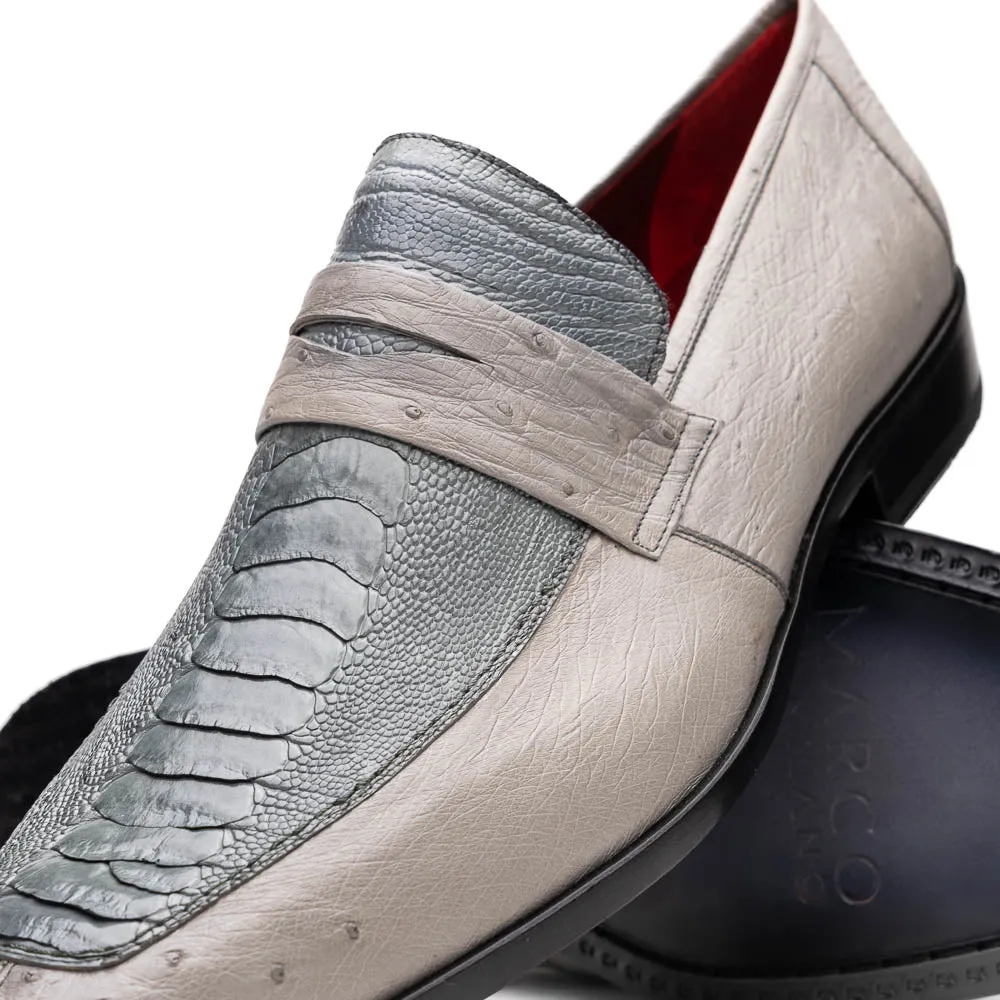 Marco Di Milano Fangio in Grey Ostrich Penny Loafers