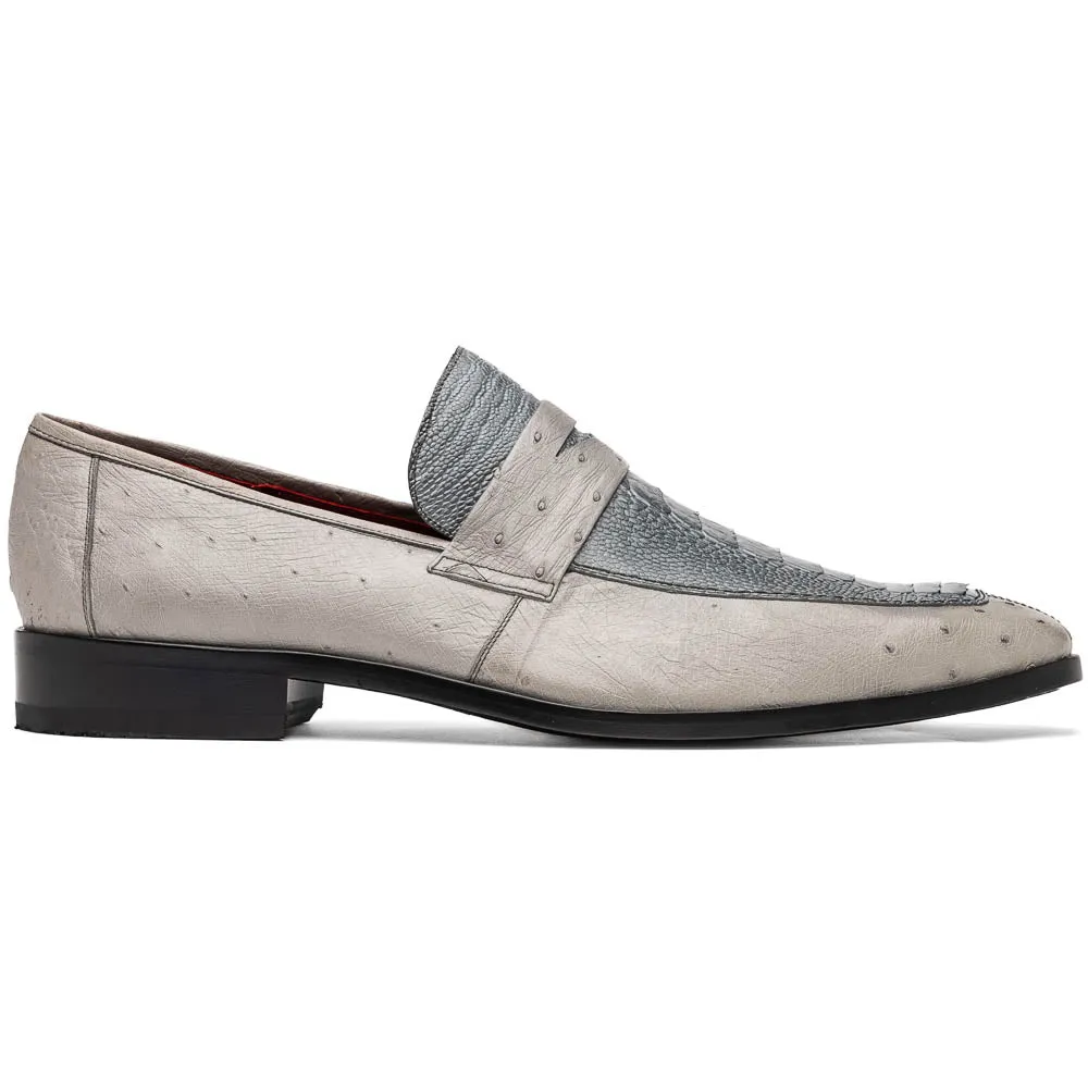 Marco Di Milano Fangio in Grey Ostrich Penny Loafers