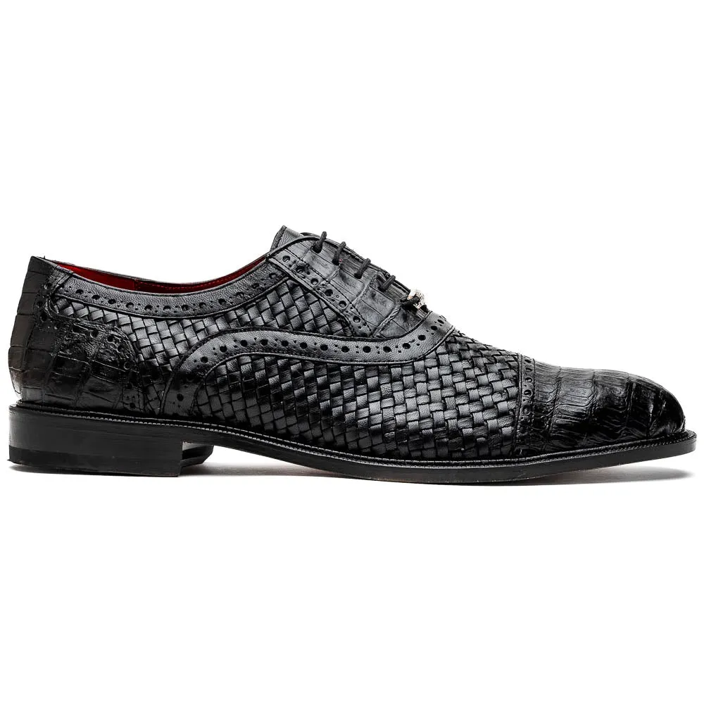 Marco Di Milano John in Black Caiman Crocodile & Calfskin Oxford Shoes