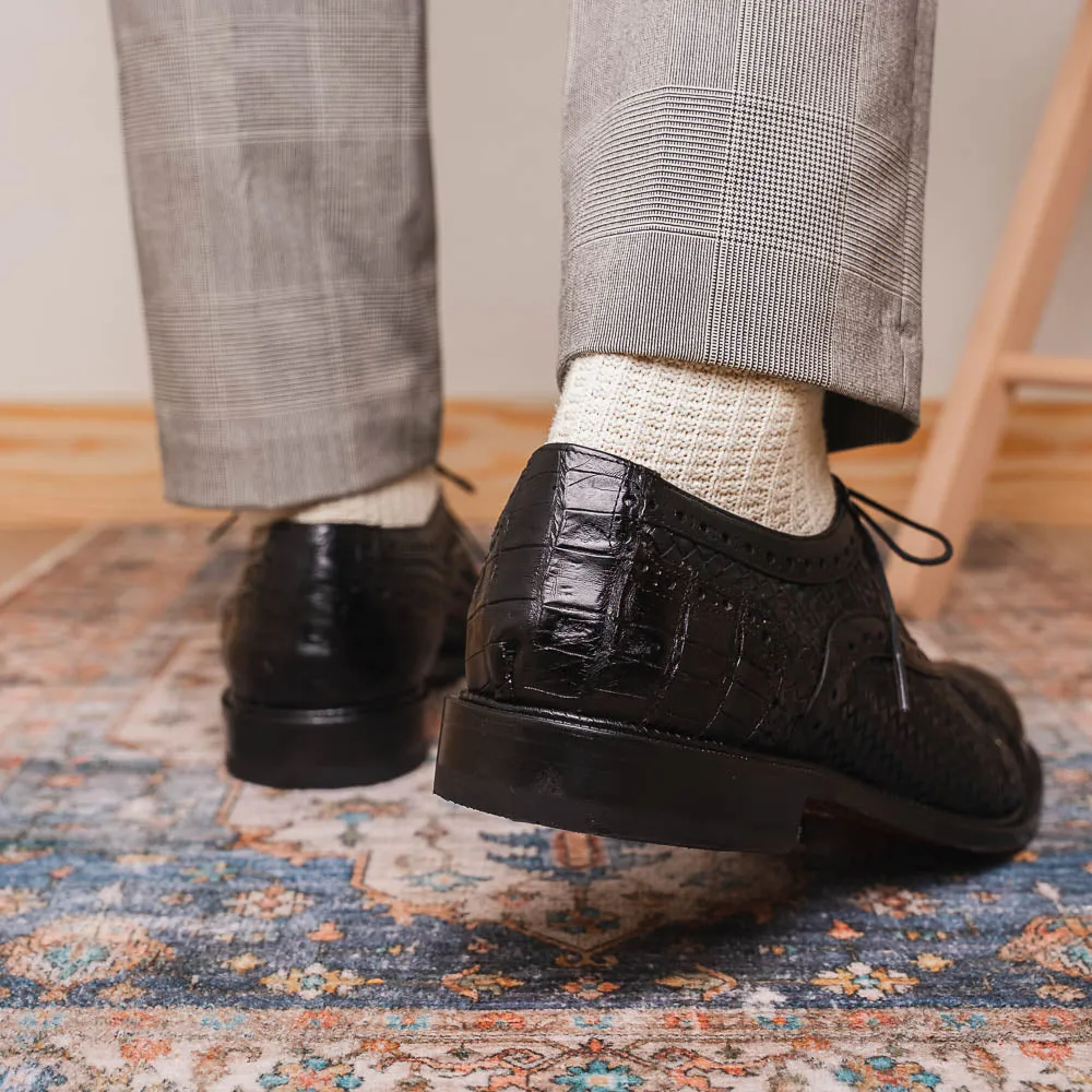 Marco Di Milano John in Black Caiman Crocodile & Calfskin Oxford Shoes