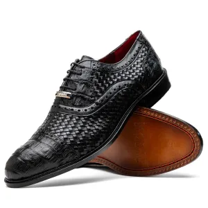 Marco Di Milano John in Black Caiman Crocodile & Calfskin Oxford Shoes