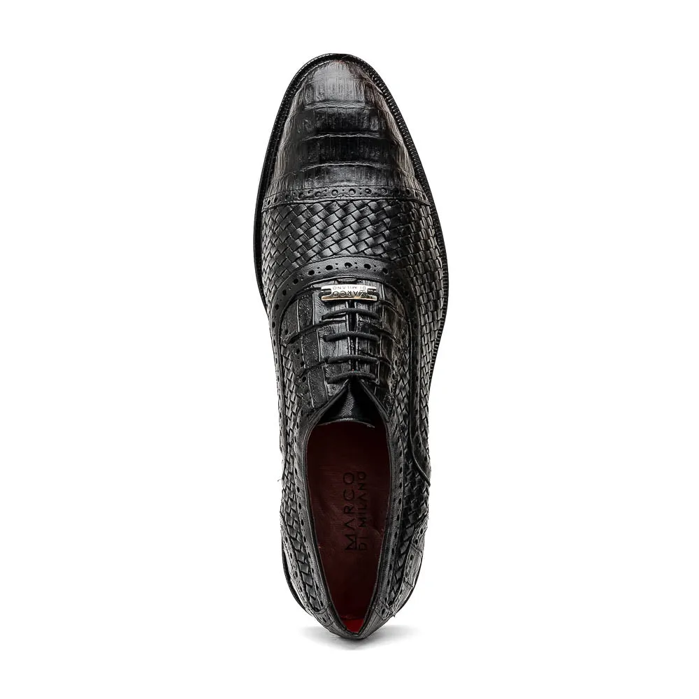 Marco Di Milano John in Black Caiman Crocodile & Calfskin Oxford Shoes