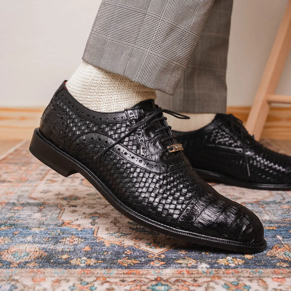 Marco Di Milano John in Black Caiman Crocodile & Calfskin Oxford Shoes