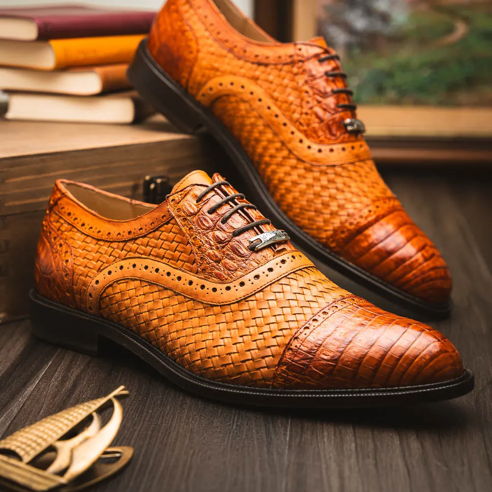 Marco Di Milano John in Brandy Crocodile & Calfskin Oxford Shoes