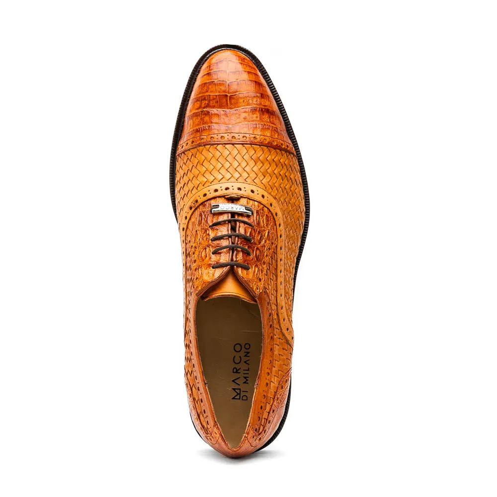 Marco Di Milano John in Brandy Crocodile & Calfskin Oxford Shoes