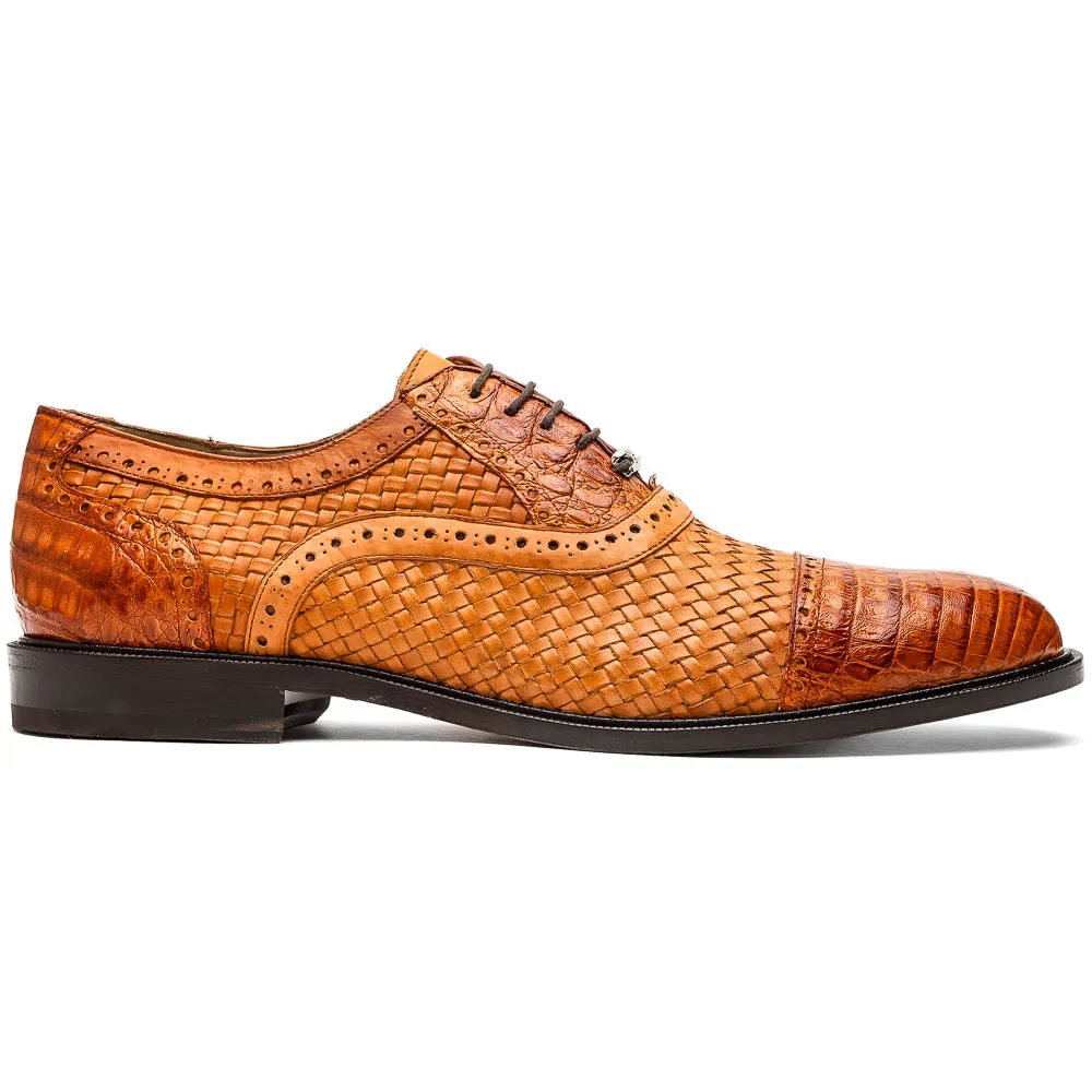 Marco Di Milano John in Brandy Crocodile & Calfskin Oxford Shoes