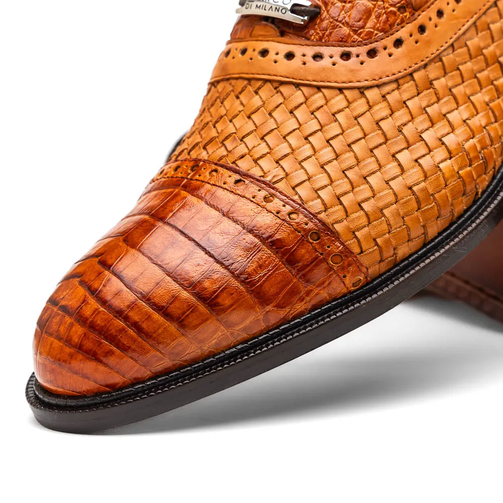 Marco Di Milano John in Brandy Crocodile & Calfskin Oxford Shoes