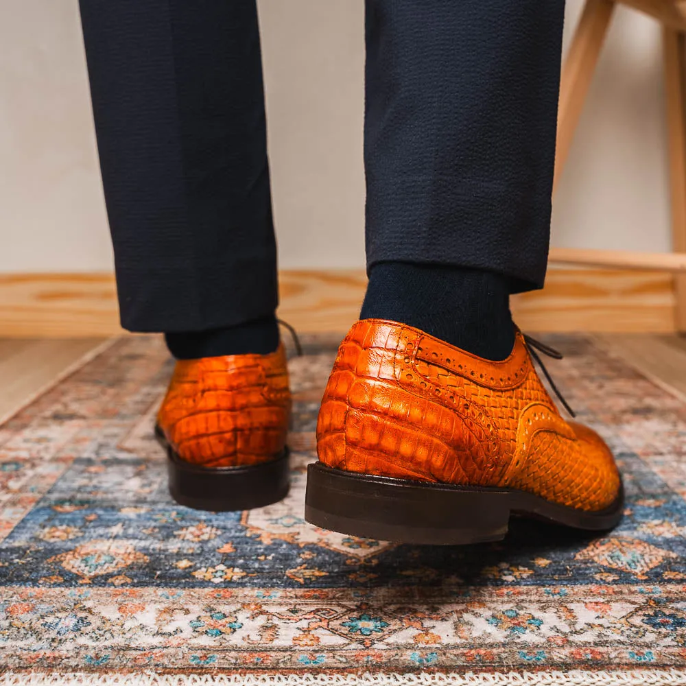 Marco Di Milano John in Brandy Crocodile & Calfskin Oxford Shoes